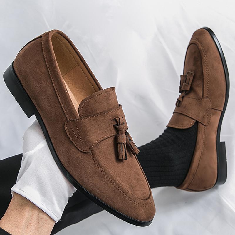 High Quality Casual Business Shoes Men Slip On Leather Loafers Men Office Social Shoes Men Tassel Men's Dress Leather Shoes