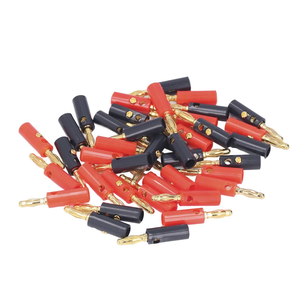 40PCS Banana Speaker Plugs Wire Cable Connectors 4mm Diameter Gold Plated Brass Red Black Universal