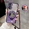 For Samsung Galaxy A16 A26 A36 A56 A06 A15 A25 A35 A55 A14 A24 A34 A54 4G 5G Case Crossbody Lanyard Plating Mirror Holder Cover