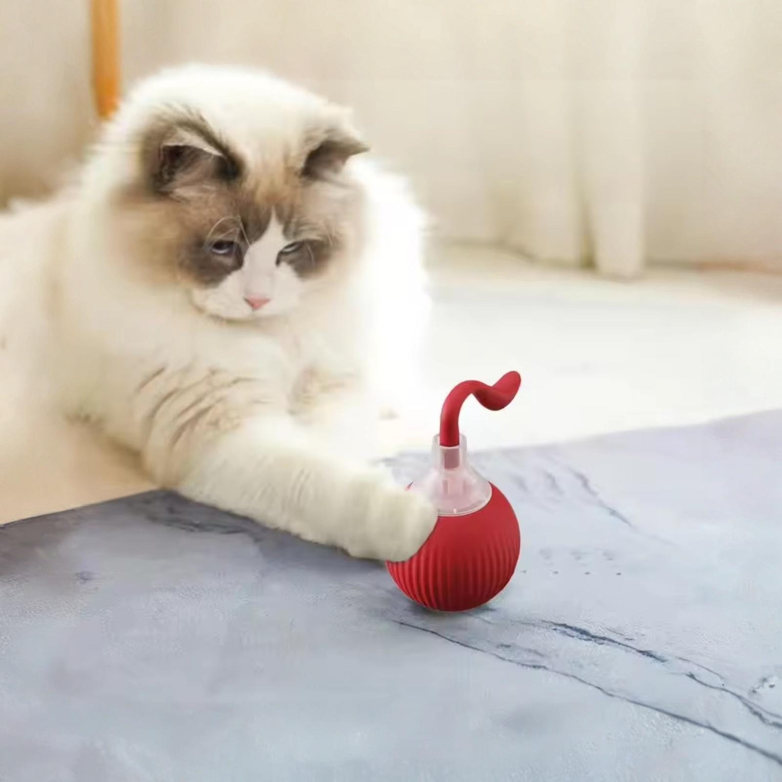 

Automatic Rolling Ball Pet Toy Interactive Self-Playing Plush Ball for Cats Dogs one size червоний