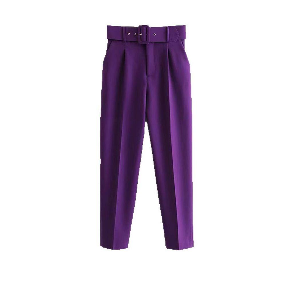 European & American Slim-Fit Straight-Leg Nine-Point Pants with Elastic Waistband