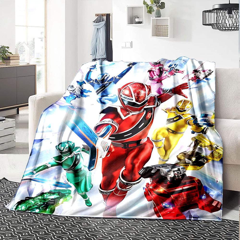 Power Rangers Heroes Flannel Blanket Super Soft Warm Cozy Blanket for Sofa Bed Office Travel All‑Season Home Decor Gift