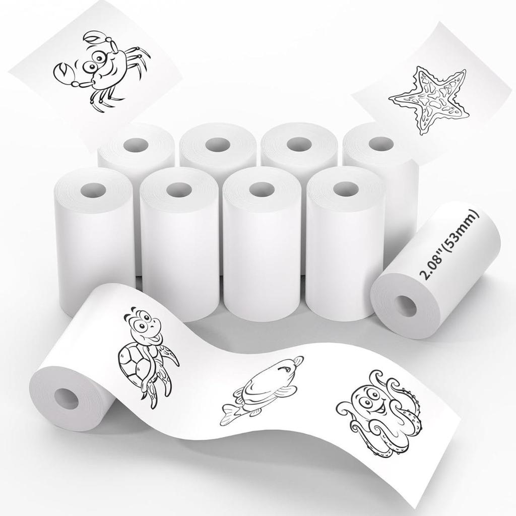 Termisk papir for T02 miniskriver, 53 mm 2" størrelse, M832 termisk papir, kompatibelt med T02 M832 M833 M834 bærbar skriver, termisk papir for notater