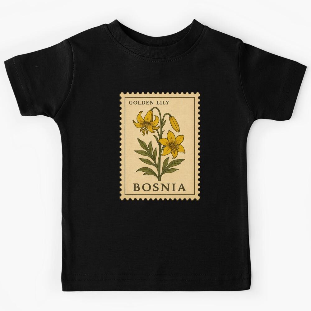 Bosnia Golden Lily — Vintage Botanical Postage Stamp Kids T-Shirt 150