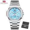 MINI FOCUS Fashion Multifunctional Quartz Watch for Men Luminous Hands Calendar Stainless Steel Strap Business Mens Watches