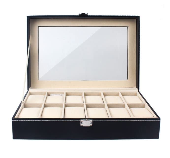 Ansimple Watch Storage Case/Box, Watch Collection Case/Accessory Storage, PU Material (Holds 12 Watches)
