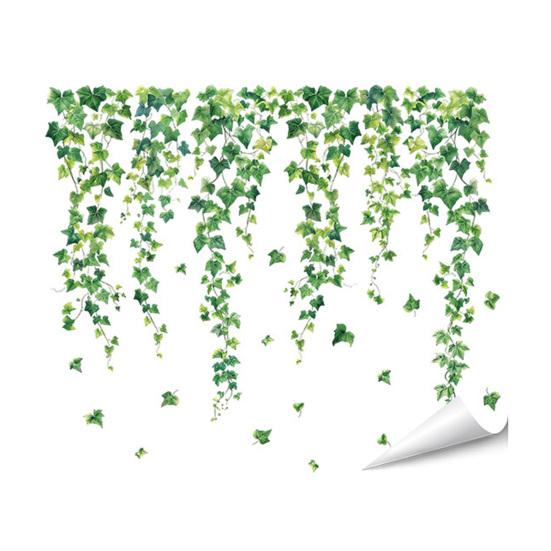 Green Plants Wall Sticker Self-adhesive Waterproof PVC Spring Floral Plants Sticker Home Office Living Room Bedroom Wall Decoration Decal