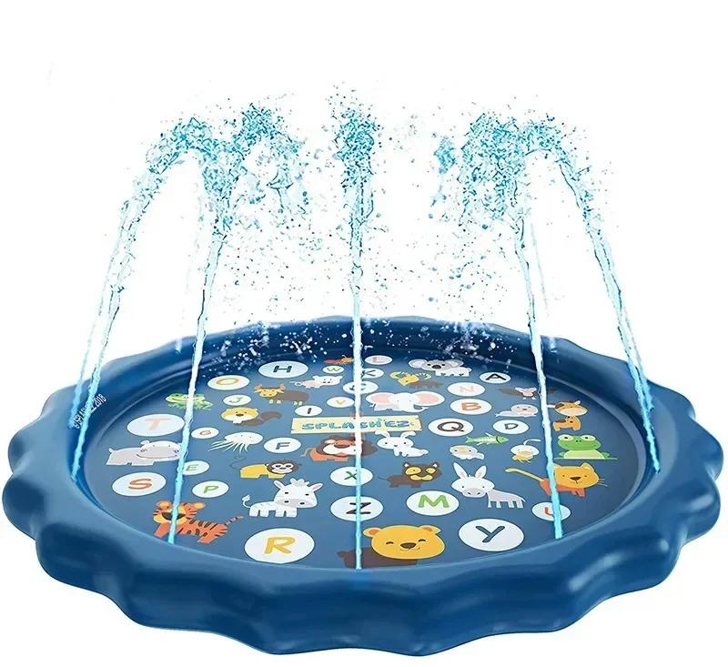 Inflatable Sprinkler Water Play Mat, Letter‑Design Outdoor Lawn Beach Spray Pad 100cm