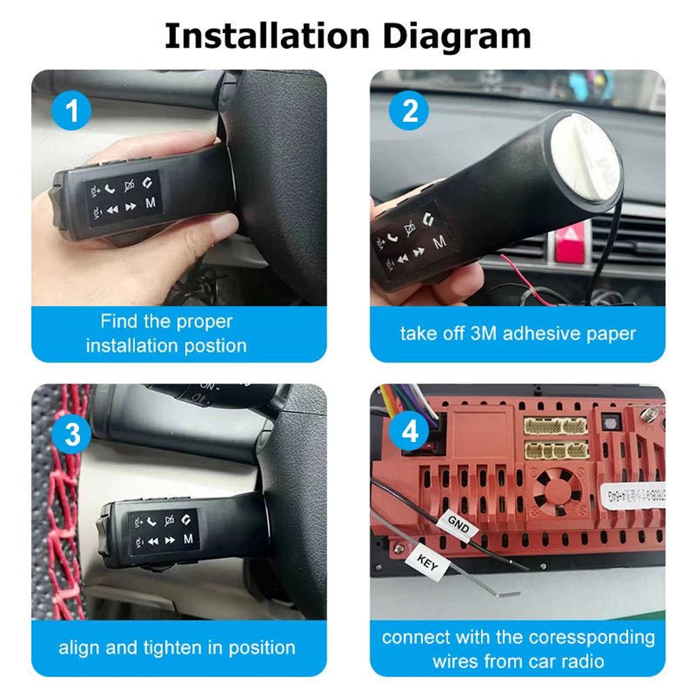 Multifunktionaler Lenkradcontroller 8 Tasten Lenkradsteuerungstaste für Auto-DVD-Multimedia-Player GPS-Navigation