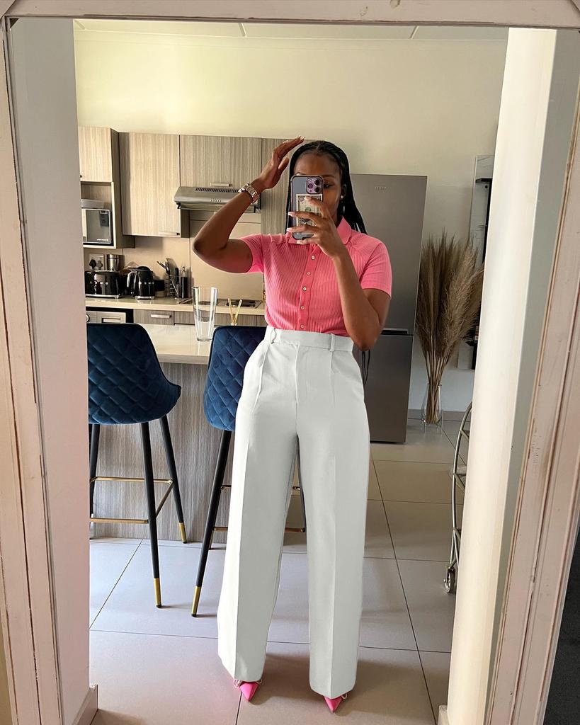 Y6012 Damskie spodnie casual z wysokim stanem, prostą nogawką i szeroką nogawką na wiosnę/jesień/zimę - Styl europejski i amerykański