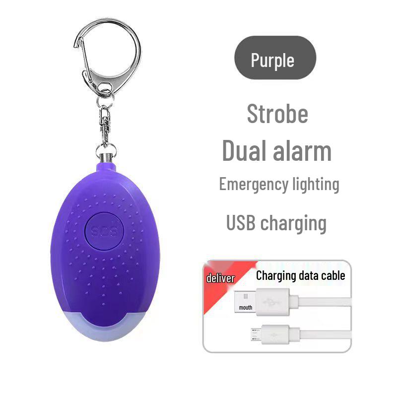 LED Rechargeable Personal Outdoor Alarm with Night Warning Light for Child Self-Defense