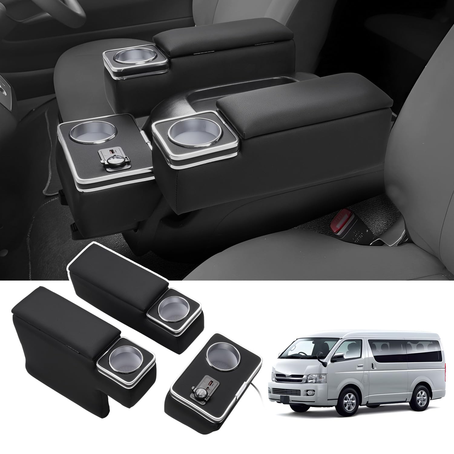 

LIMSTYLE Hiace 200 Series Armrest Console Elbow Hiace Hiace 200 Series Hiace 200 Series Hiace 200 Series Storage Drop Interior Set of H200 Series 1st чёрный