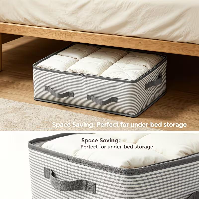 Bolsa Organizadora Grande para Almacenamiento de Ropa Plegable de Tela No Tejida Organizador de Armario con Ventana Transparente Almacenamiento Debajo de la Cama para Ropa Manta Ropa de Cama