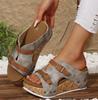 Donna Fibbia Metallica Pantofole Zeppa Donna 2026 Sandali Piattaforma Borchie Vintage Donna Pelle PU Taglia Larga Scarpe Estive 43