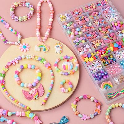 36-teiliges Kinder-Bastelperlen-Set: Lernbastelset zum Auffädeln von Armbändern & Halsketten