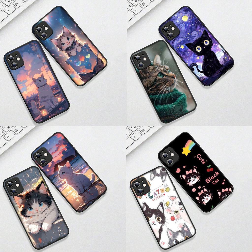 Cover for Xiaomi Redmi Note 12 11 10 A3 Pro 10A 10C 12C Note12 5G 4G Casing Phone Case Black Kitten Cat Eye Cute Anime