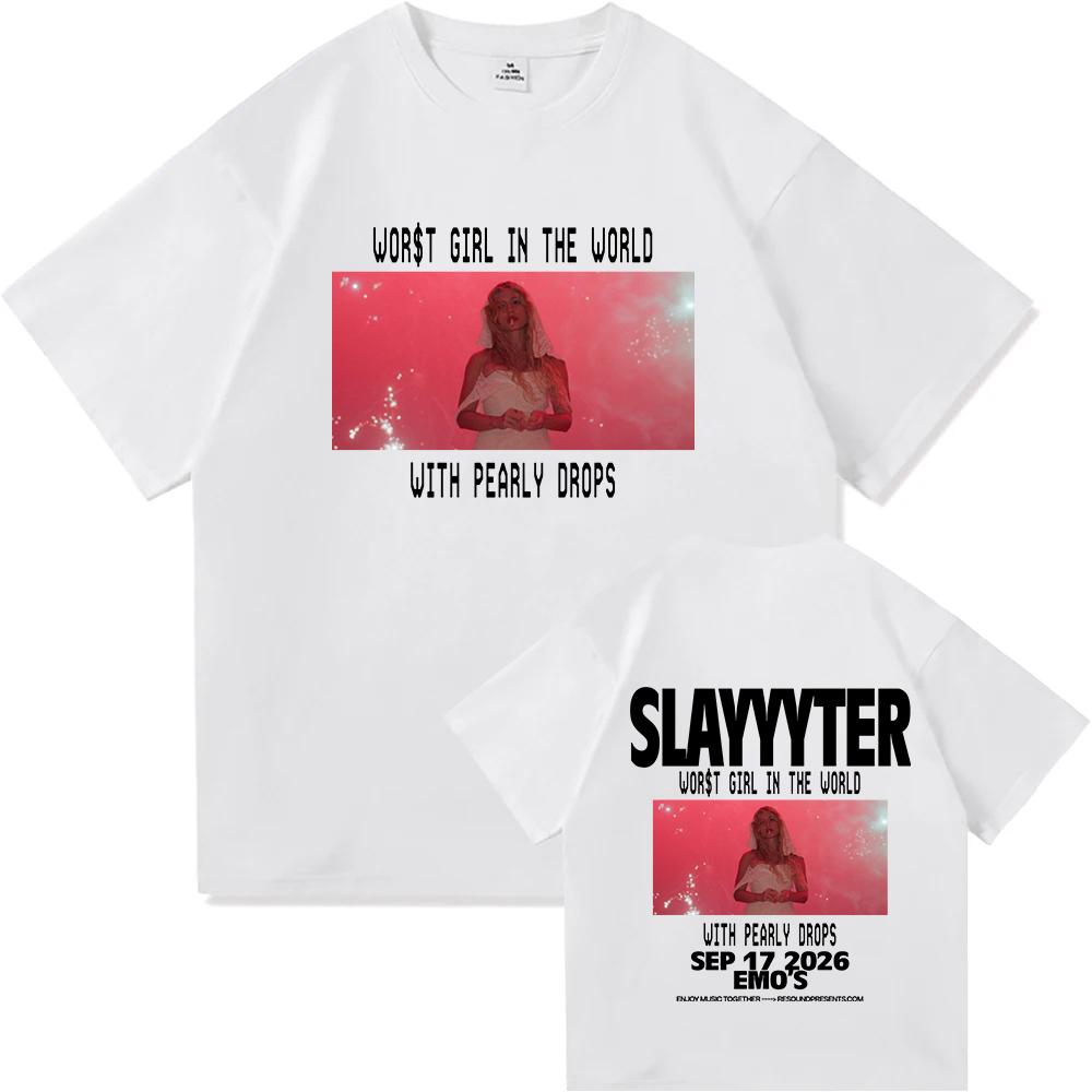 

WORT GIRL IN THE WORLD TOUR T Shirts Slayyyter Fashion 2026 Short Sleeve Tees Trendy Y2K Women UNISEX High Quality Cotton Tshirts 4XL