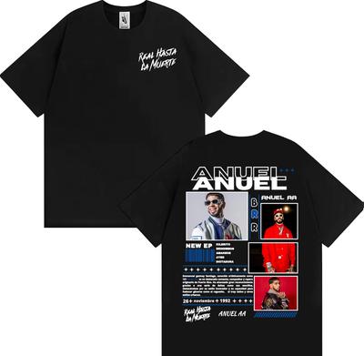 Anuel AA Rhlm 2 Real Hasta La Muerte Album T Shirt Mens Clothing Harajuku Gothic Vintage Tshirts 100 Cotton Oversized Tshirt