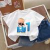 Urocza Koszulka Baby Boss Numer 1-10 Modna Krótki Rękaw Letnia Ubrania na Urodziny dla Chłopców Kreskówka Casualowa Odzież na Zewnątrz Kawaii Koszulki
