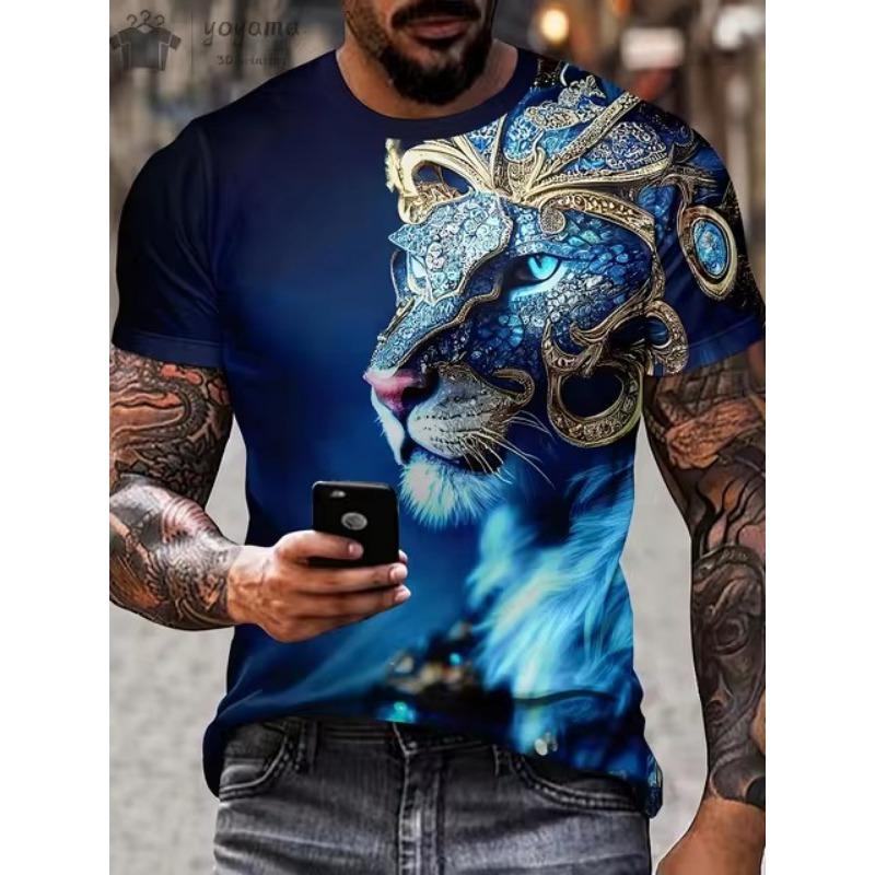 Θηρίο Άγριο Λιοντάρι Εκτύπωση 3d T-Shirt Ανδρικά Κοντομάνικα Τοπ Υπερμεγέθη T-shirt Ανδρικό Σχέδιο Ρούχα Τοπ