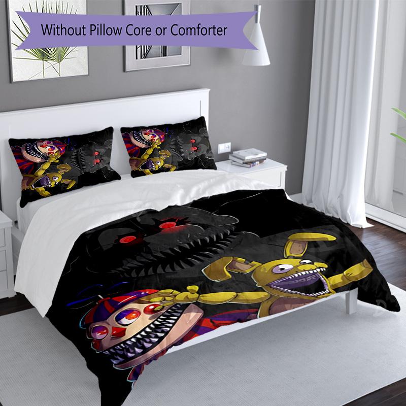 3pcs Five Nights At Freddy's3 Pattern Bedding Set Duvet Cover Set Includes Duvet Cover &pillowcases, Perfect All Season Bedroom Decoration & Gift