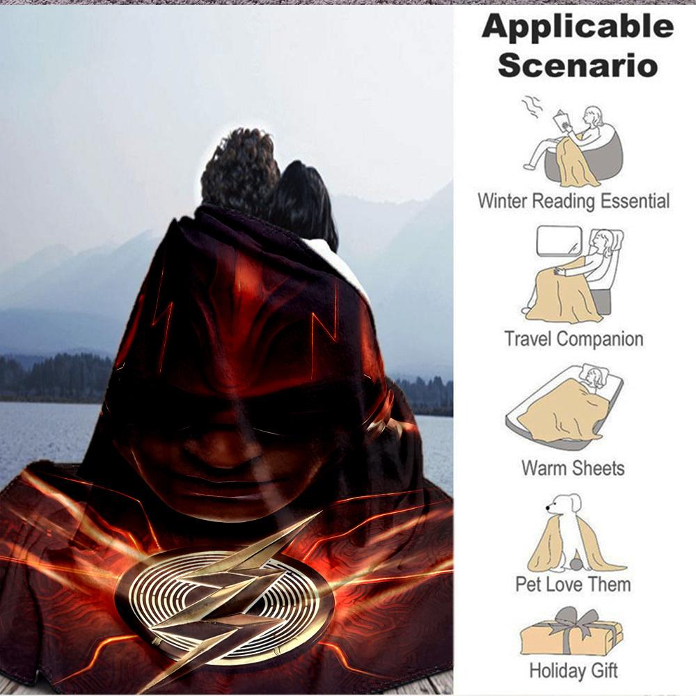 1pc Flash Symbol Blanket Lightweight Flannel Throw For Sofa, Bed, Travel, Livingroom, Office, Couch, Chair, And Bed