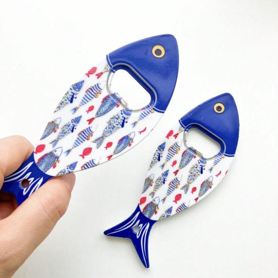 Fish Bottle Opener Refrigerator Magnet Chinese Style Home Office Kitchen Locker Fridge Magnetic 3D Fish Decoration Ornament