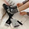 Rolled Hemmed Stacked Socks Women'S Autumn And Winter Personality Contrasting Loose Lip Socks Cute Embroidery Kitty Cat Trendy Socks Casual