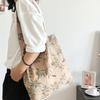 Vintage Style Women's Shoulder Bag Flower Print Large Capacity Ladies Underarm Bags Female Shopping Bag Casual Tote Handbags