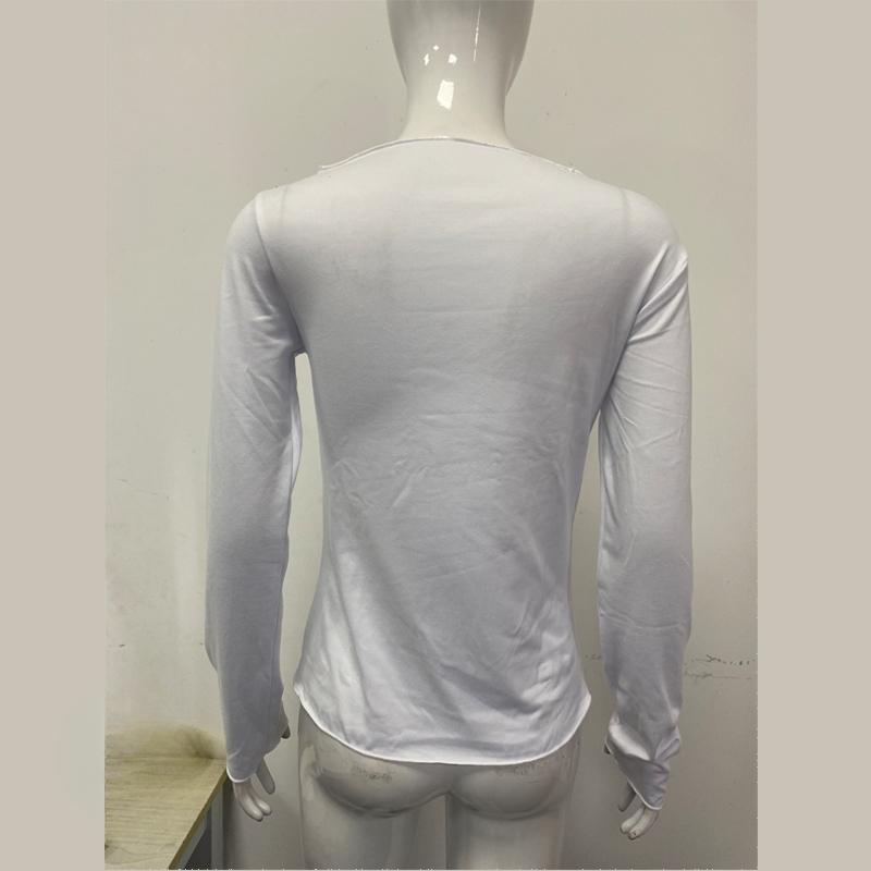 European and American Spring and Autumn Fashion Sexy Solid Color Basic Top