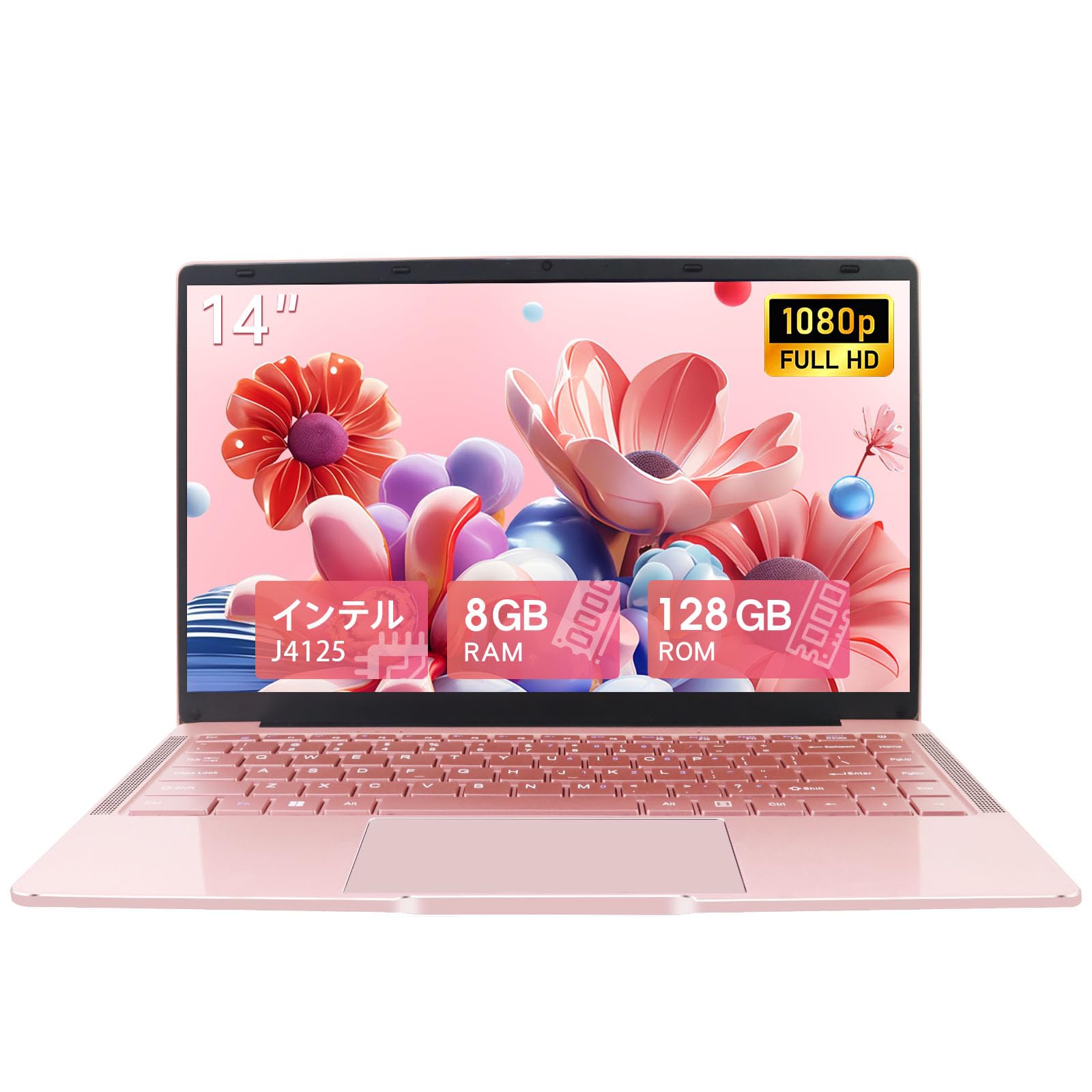

Laptop with Windows Japanese Celeron 8GB 128GB 1920x1080p Webcam Wireless Mouse Ready to Use 128GB 14-inch Office, 11, Keyboard, J4125, Memory, SSD,