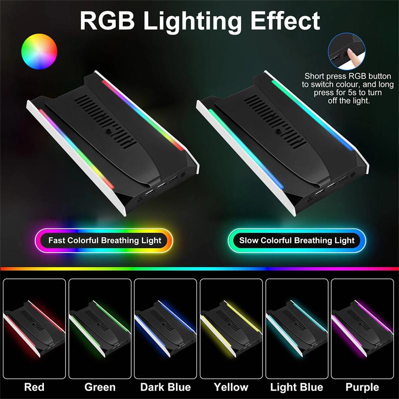 Pro Ps5 Slim/Ps5 Pro Vertikální chladicí stojan Základna Rgb Vr Headset Nabíječka Ovladače Dokovací Stanice S 3rychlostním Chladicím Ventilátorem Pro Ps5