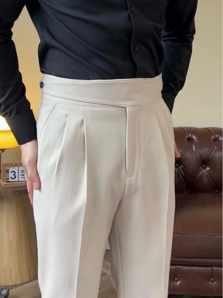 Ruishen Clothing Italian-Style Gurkha High-Waist Straight-Leg Casual Suit Pants