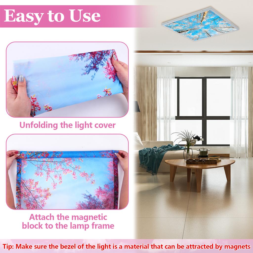 4 Pcs Fluorescent Light Covers For Ceiling Lights 2 X 2 Feet Magnetic Spring Summer Autumn Winter Reducing Harsh Glare Shade Pan