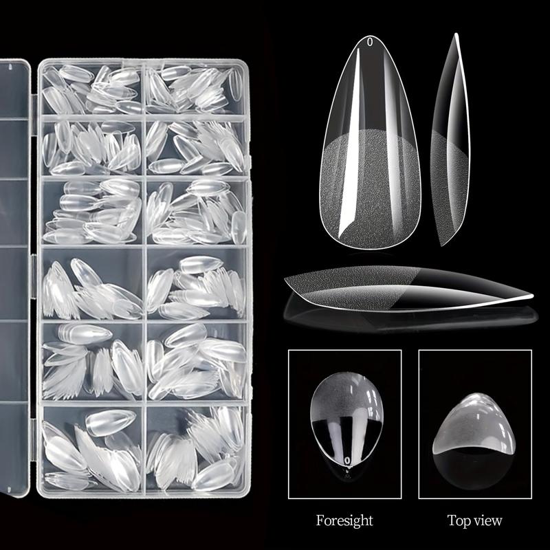 600 Medium Almond-Shaped Nail Tips, Almond X Gel Nail Tips, Transparent False Nails, Full Cover Acrylic Nail Tips for Nail Extension