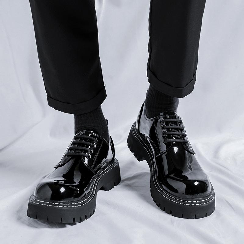 Fashion Platform Mens Luxury Casual Patent Leather High-quality Leisure Tooling Shoes Comfortable Inside Handmade Trend Fashion Shoes