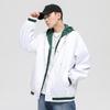 Spring and autumn new style fake two-piece contrasting hooded baseball uniform outer fashionable jacket for men and teenagers