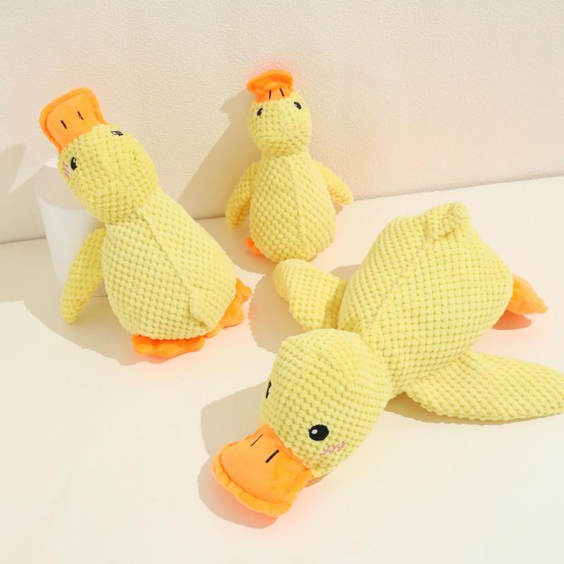 Squeaky Duck Toy Dogs - Realistic Sound Pet Chew Small 22cm / Medium 30cm Large 42cm Yellow
