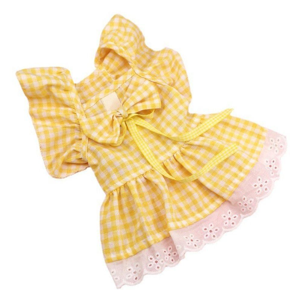 Sweet Plaid Lace Dog Skirt British Style Cat Princess Dress Puppy Fairy Skirt  Photograph Prop