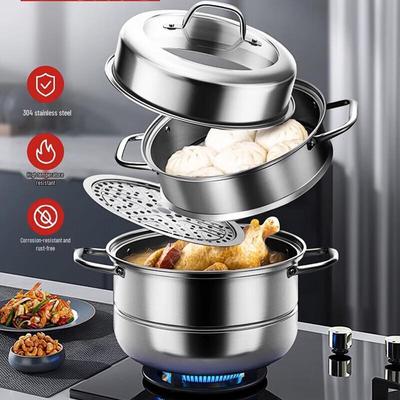 Kangbah 28cm 3-Layer Stainless Steel Steamer Set