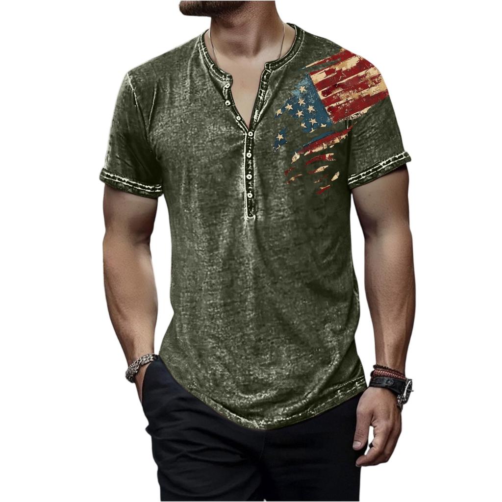 Men's Independence Day Printed Round-neck Short-sleeved T-shirt