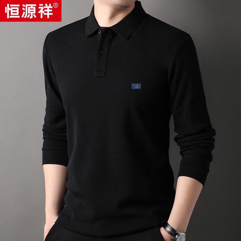 

Hengyuanxiang Men s 100% Cotton Long-Sleeve Polo T-Shirt 50