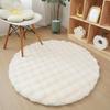 Round Plush Faux Rabbit Fur Carpet – Cream Bubble Velvet Mat for Bedroom or Bay Window