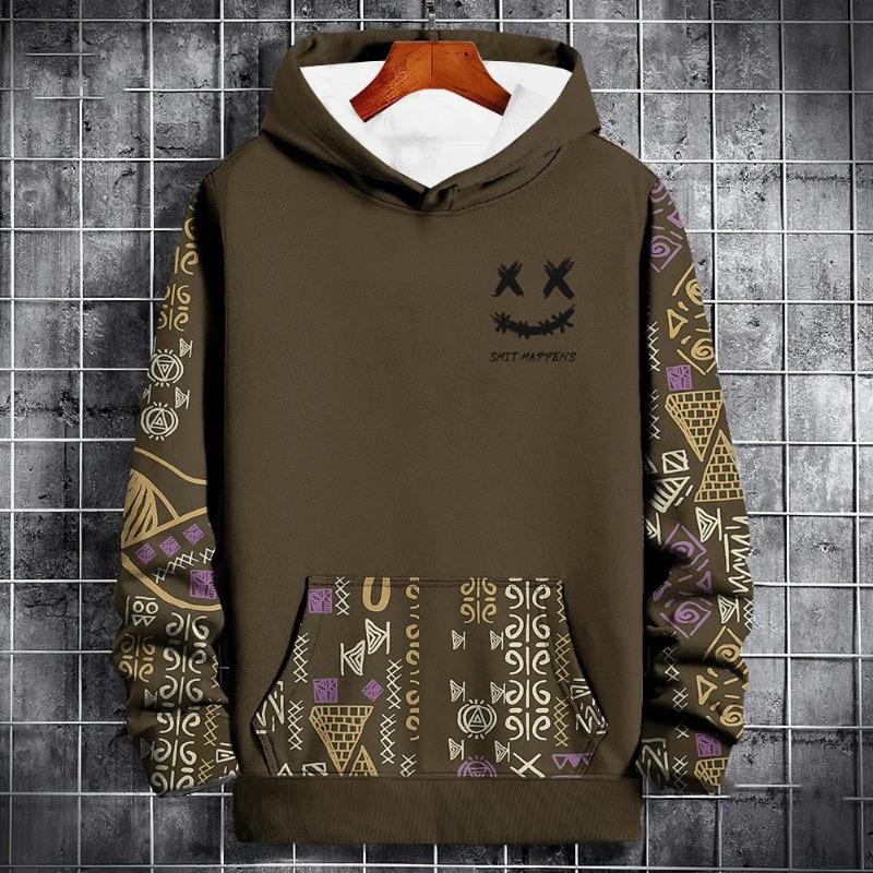 Neues Herren-Kapuzensweatshirt Smile Color Block Muster 3D-Druck Frühling und Herbst Neutral Mode Hip Hop Oversized Hoodie Tops