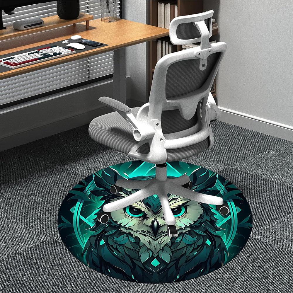 

1PC Owl Mystic Office Round Area Rug, Indoor Mat Suitable ForOffice, Under Office Chairs Bedroom Living Room Home Decor, Room Deco, D034 80cm by 80cm