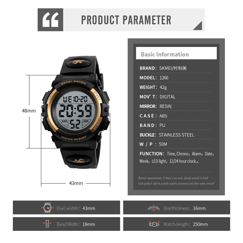 SKMEI Children Chronograph LED Electronic Digital Watch Sports Watches Waterproof Kids Wristwatch For Boys Girls Relogio Infanti