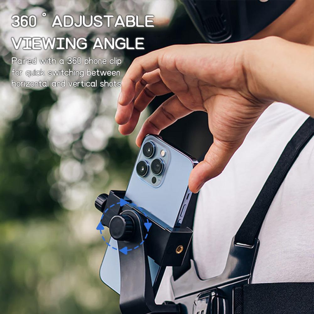 Phone Chest Mount Strap Belt Harness 360° Rotation Phone Clip Holder For iPhone 17 18 Pro Max 16 15 Smartphone Gopro Hero 10 9 8 6