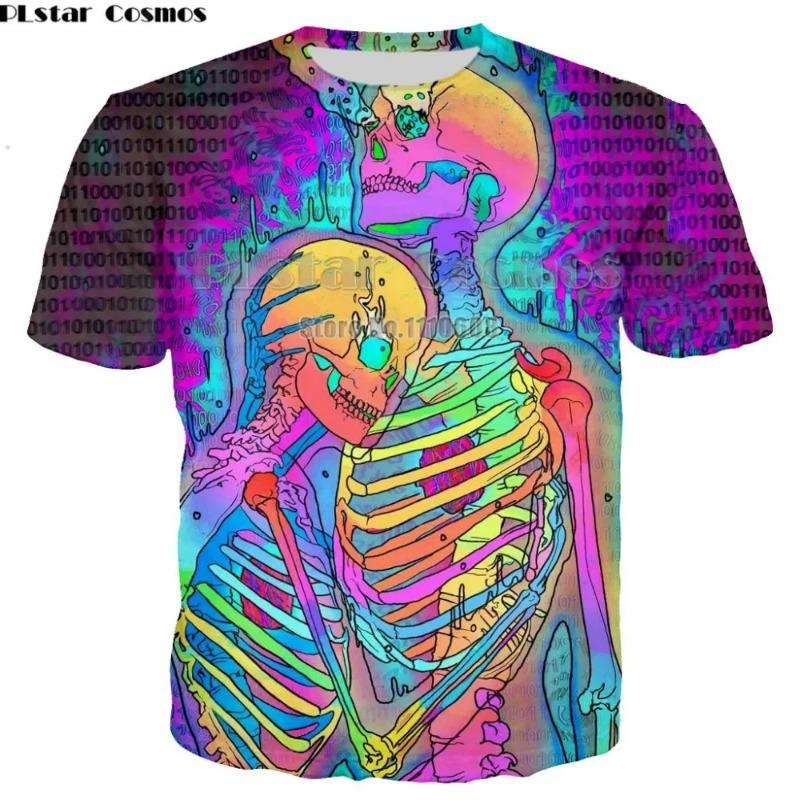 Men's T-shirts Colorful Trippy 3D Printed Shirts Summer Fashion Psychedelic Elephant T-shirts Hip-hop Prints Shirt