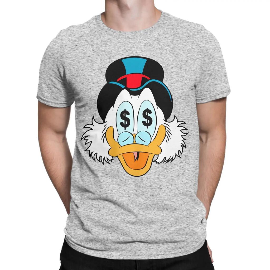 Fun Scrooge McDuck Money Pattern Mens Crew Neck 100 Cotton TShirt Famous Anime Unisex Comfortable Women Men Tshirts