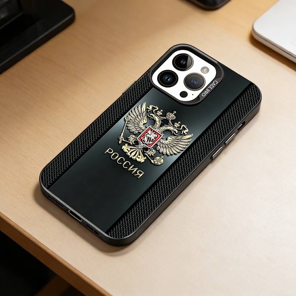 Russian National Emblem Phone Case For iPhone 17,16,15,14,13,12,11 Plus,Pro Max,XS,Colorful Silver Phone Case Funda Cover